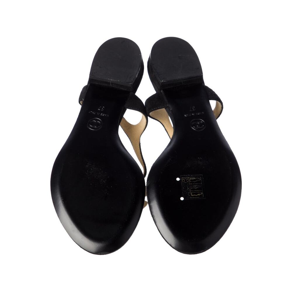 Chanel Interlocking CC Logo Suede T-Strap Sandals 37 sz - Picture 3 of 5